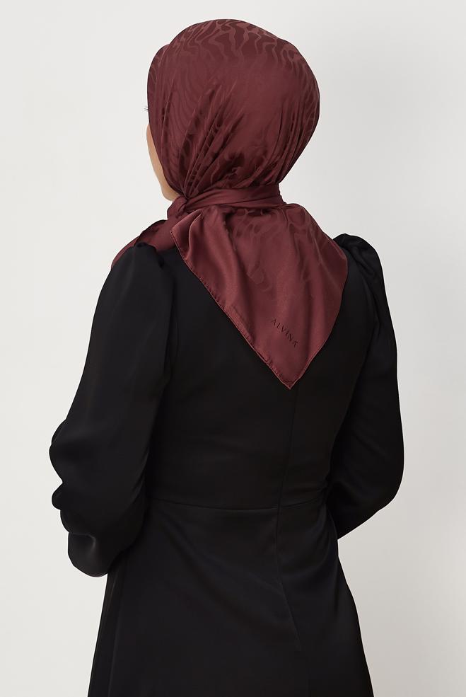 Vêtements hijab ROUGE BORDEAUX ALVINA JACQUARD ÉCHARPE 8679 - ALVİNA