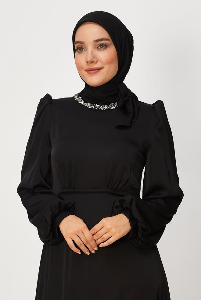 Vêtements hijab NOIR ALVINA JACQUARD ÉCHARPE 8680 - ALVİNA