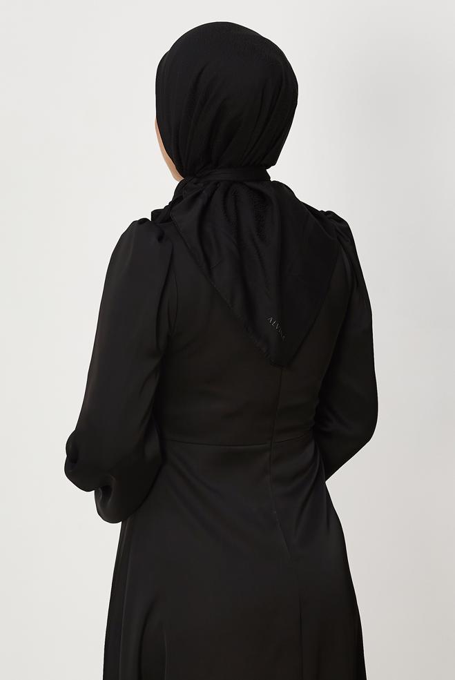 Vêtements hijab NOIR ALVINA JACQUARD ÉCHARPE 8680 - ALVİNA