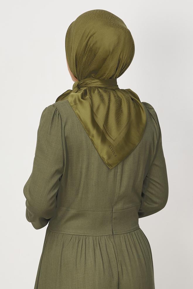 Vêtements hijab KAKI ALVINA JACQUARD ÉCHARPE 8680 - ALVİNA
