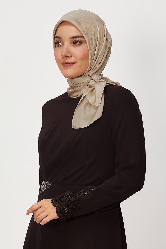 Vêtements hijab BEIGE ALVINA JACQUARD ÉCHARPE 8680 - ALVİNA