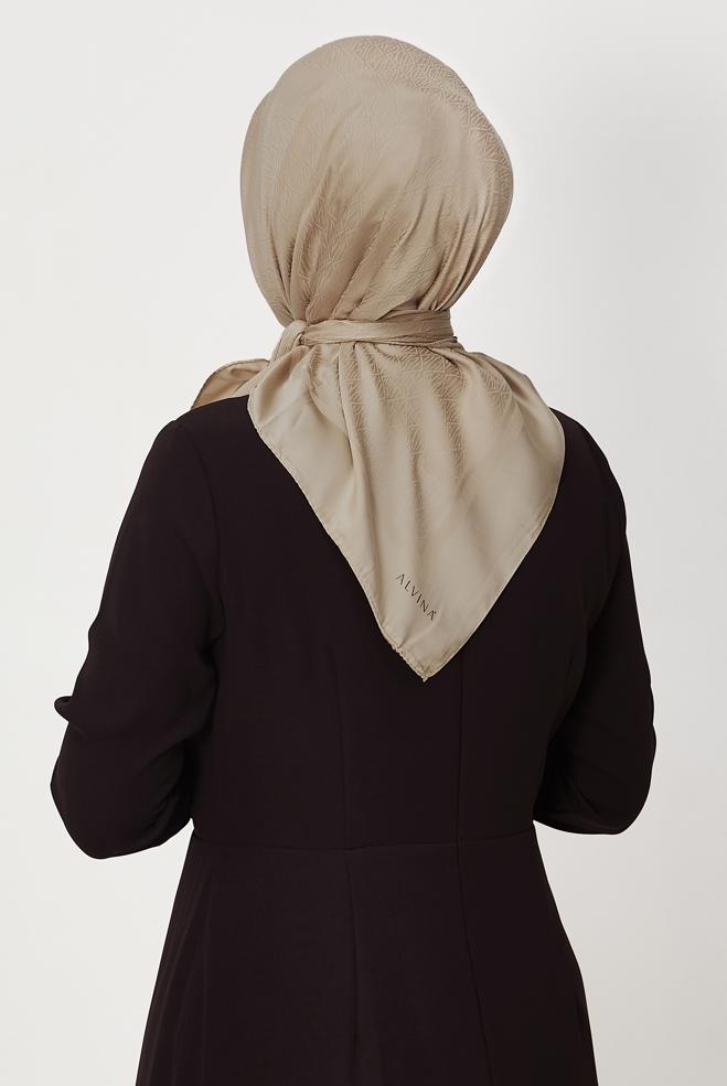 Vêtements hijab BEIGE ALVINA JACQUARD ÉCHARPE 8680 - ALVİNA