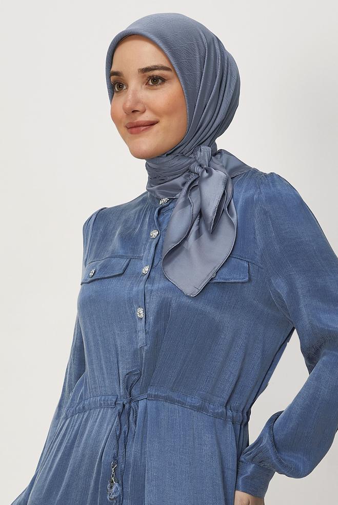 Vêtements hijab BLEU MARINE ALVINA JACQUARD ÉCHARPE 8680 - ALVİNA