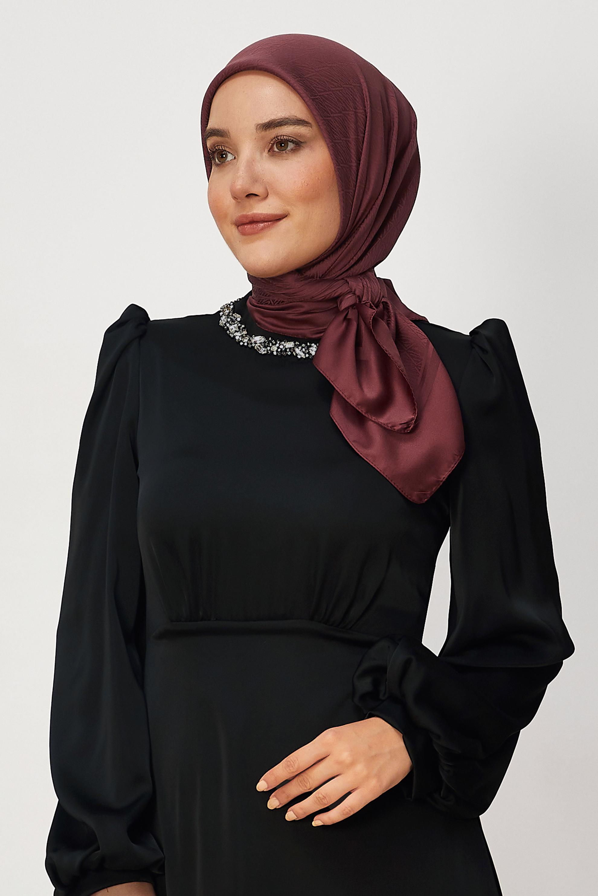 Vêtements hijab ROUGE BORDEAUX ALVINA JACQUARD ÉCHARPE 8680