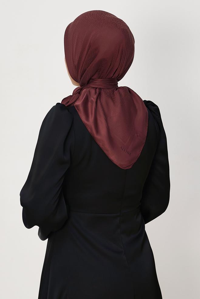Vêtements hijab ROUGE BORDEAUX ALVINA JACQUARD ÉCHARPE 8680 - ALVİNA