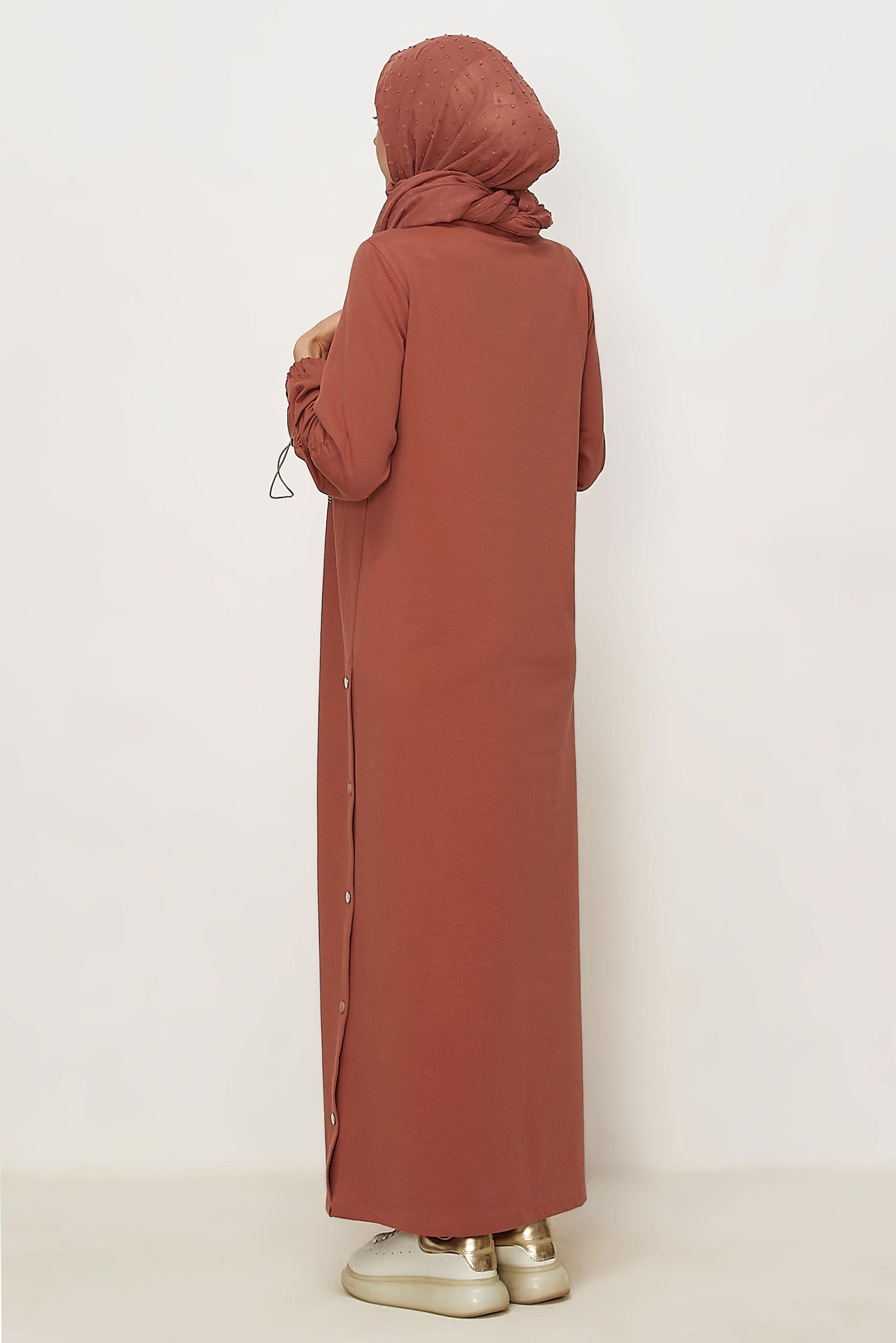 Vêtements hijab BEIGE ROBE DE SURVÊTEMENT DÉTAILLÉE GEMME 45635