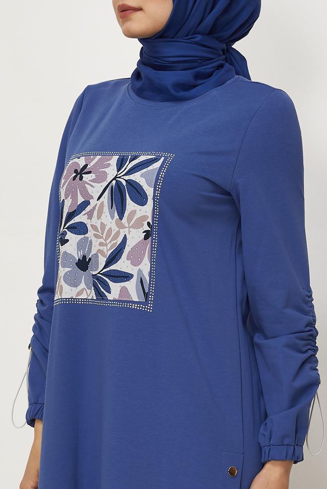 Vêtements hijab BEIGE ROBE DE SURVÊTEMENT DÉTAILLÉE GEMME 45635 - ALVİNA