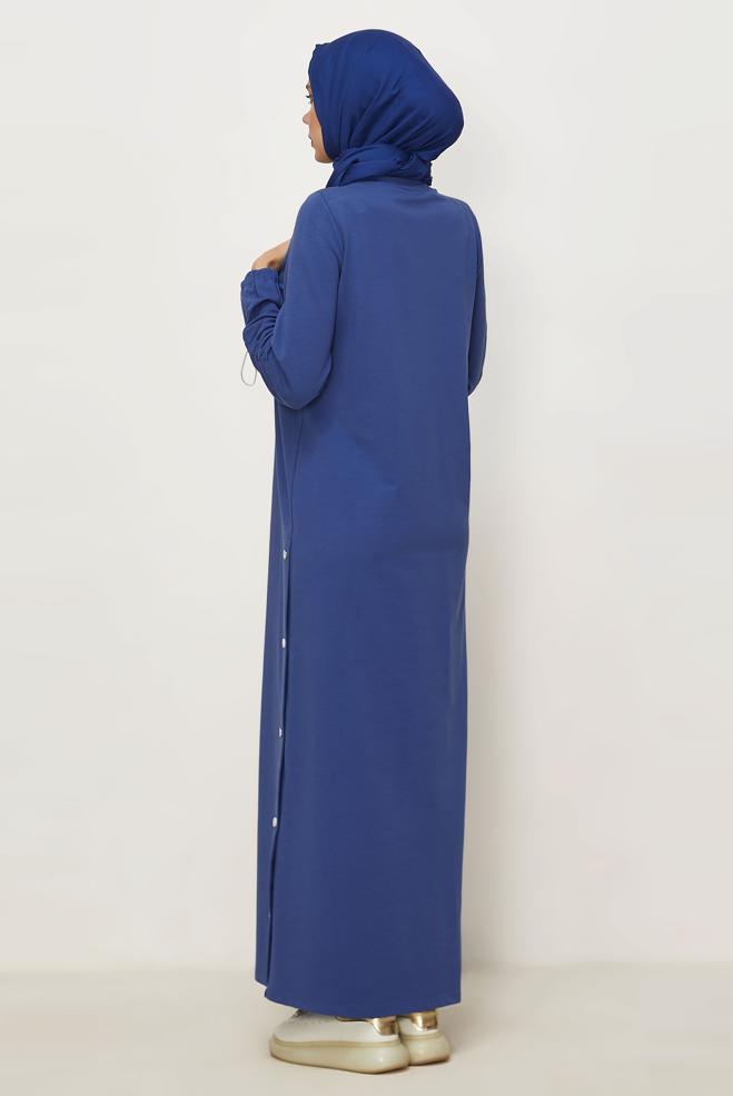 Vêtements hijab BEIGE ROBE DE SURVÊTEMENT DÉTAILLÉE GEMME 45635 - ALVİNA