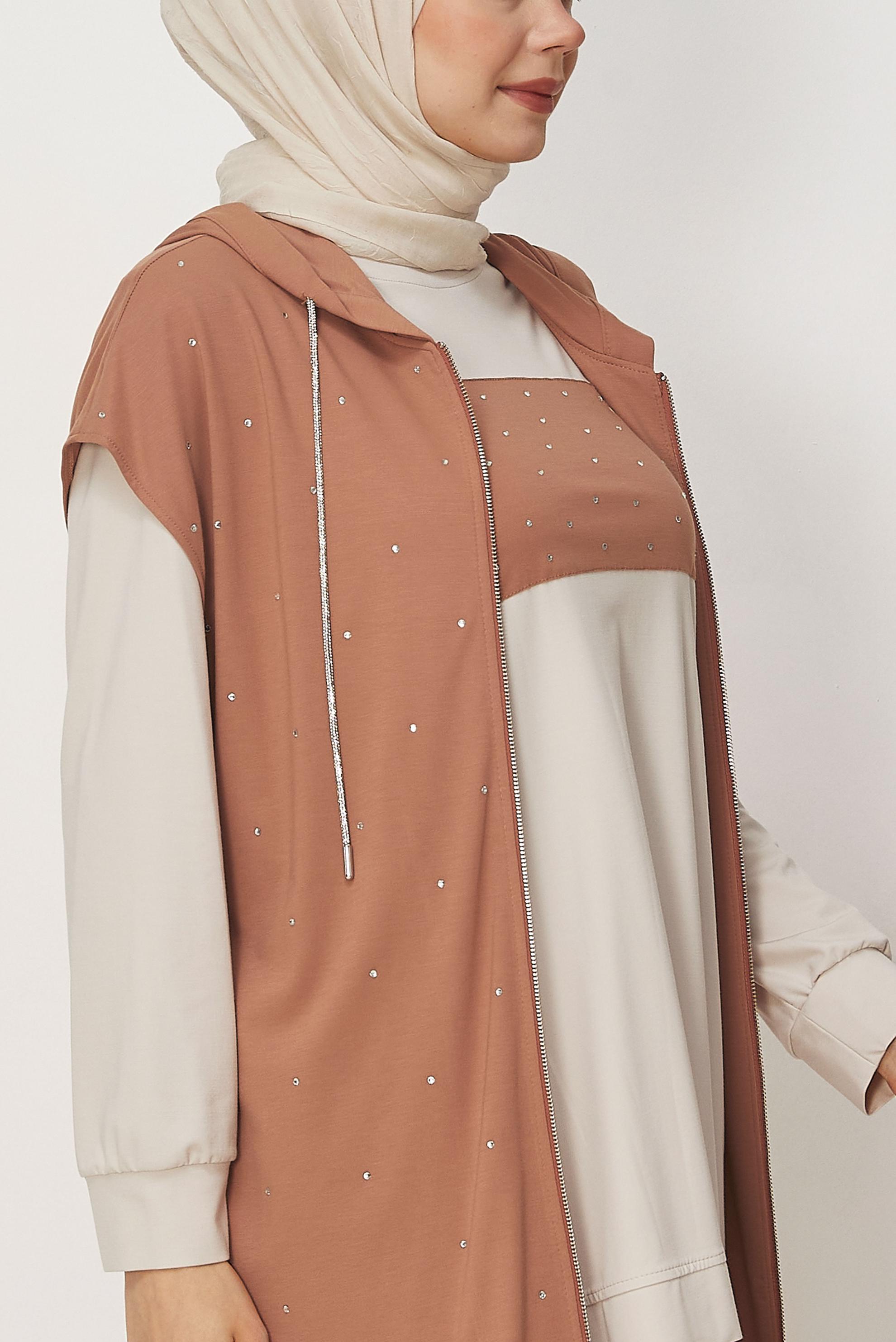 Hijab-Kleidung BRAUN DREITEILIGES TRAININGSANZUG-SET 45666