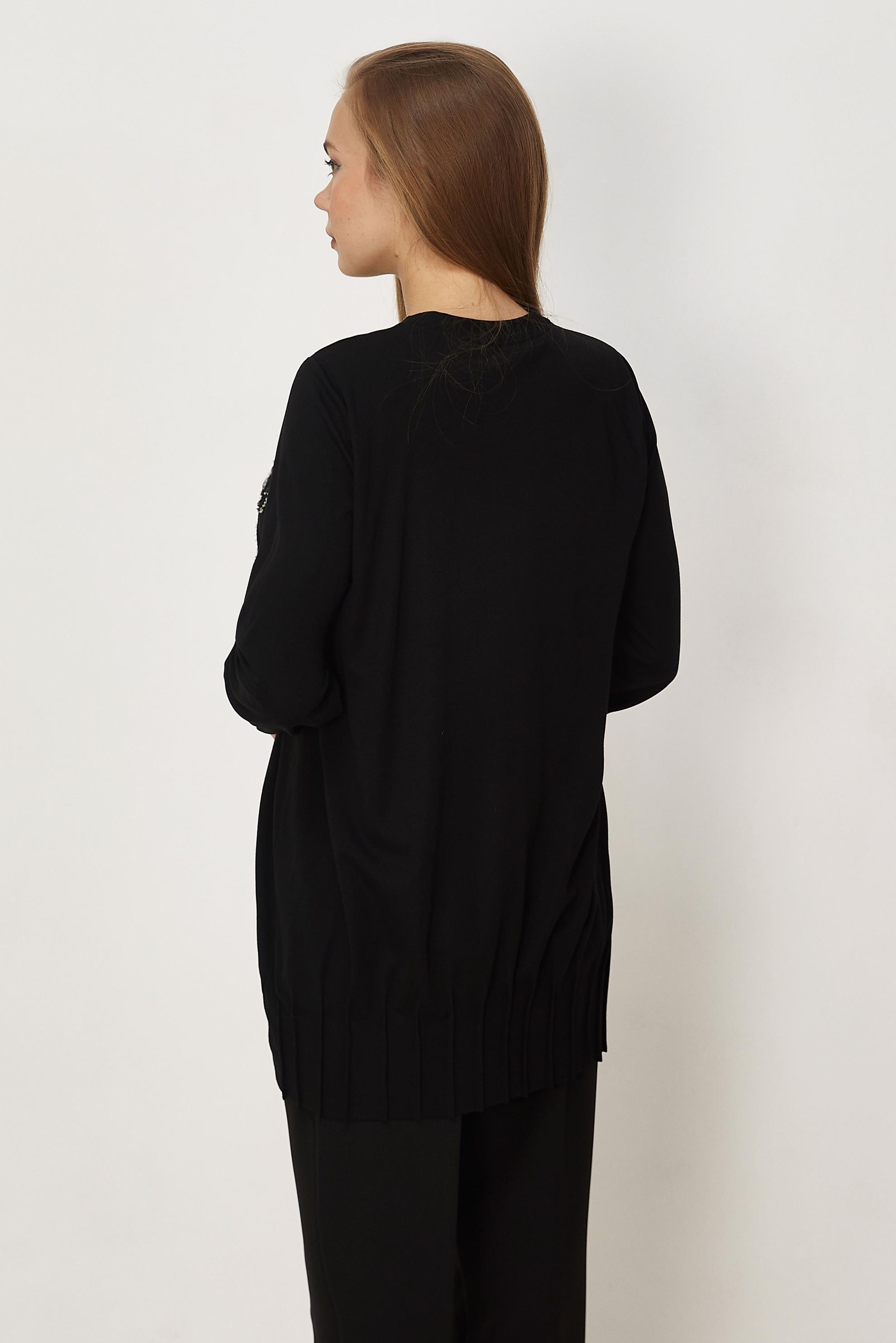 Hijab-Kleidung SCHWARZ TRAININGSANZUG-TUNIKA MIT PERLEN 45740