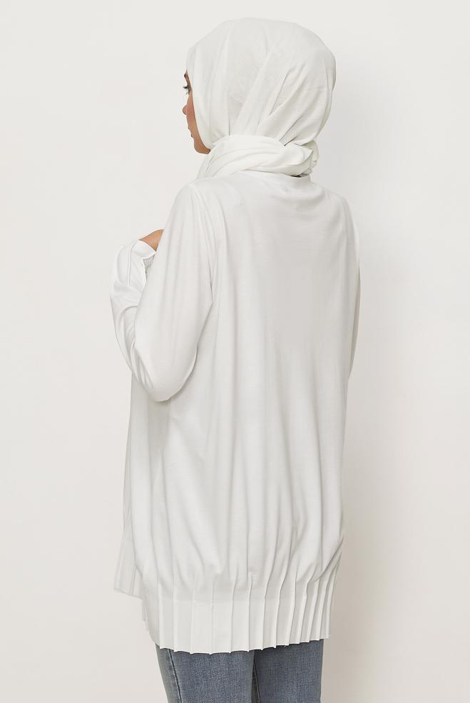 Hijab clothing WHITE GEM AND BEAD DETAILED TRACKSUIT TUNIC 45740 - ALVİNA