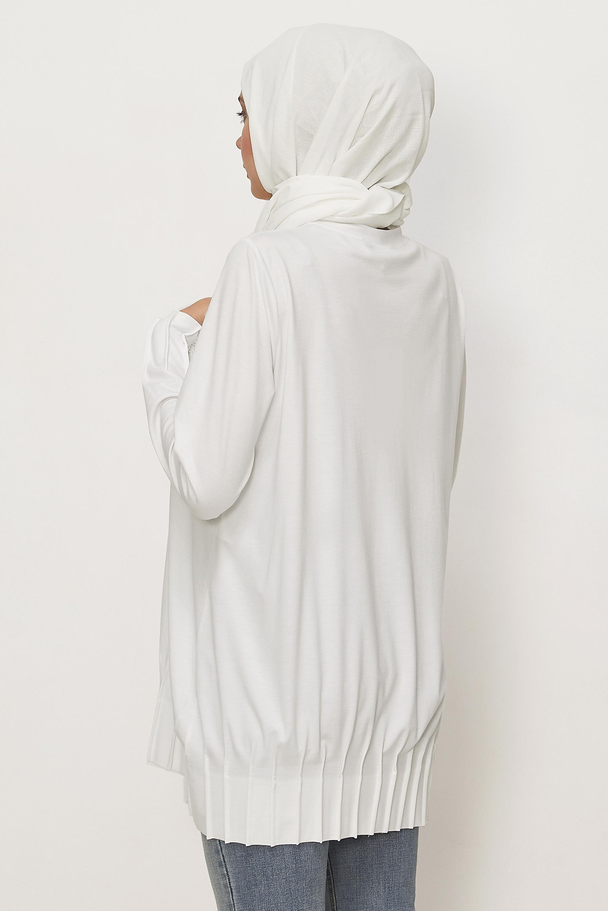 Hijab clothing WHITE GEM AND BEAD DETAILED TRACKSUIT TUNIC 45740