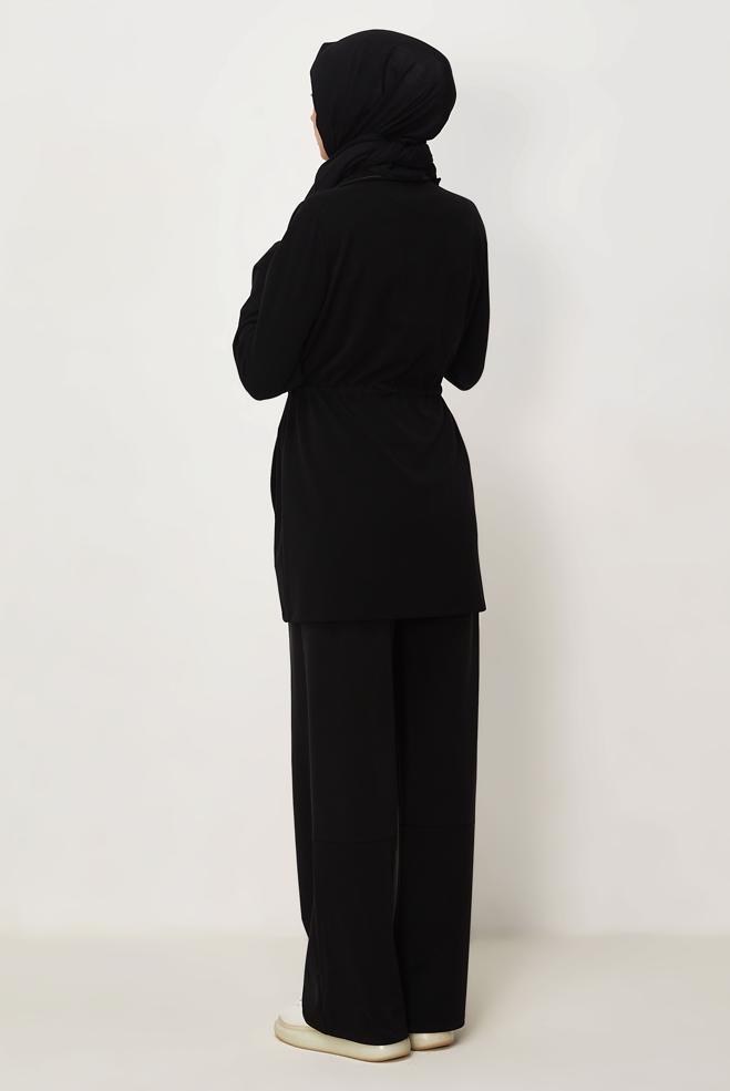 Hijab-Kleidung SCHWARZ HOSENANZUG MIT GESMOKTER TAILLE 46332 - ALVİNA