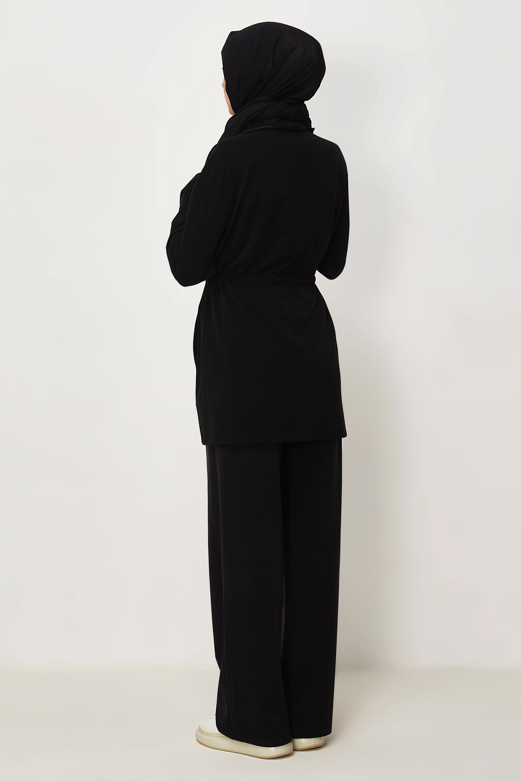 Hijab-Kleidung SCHWARZ HOSENANZUG MIT GESMOKTER TAILLE 46332