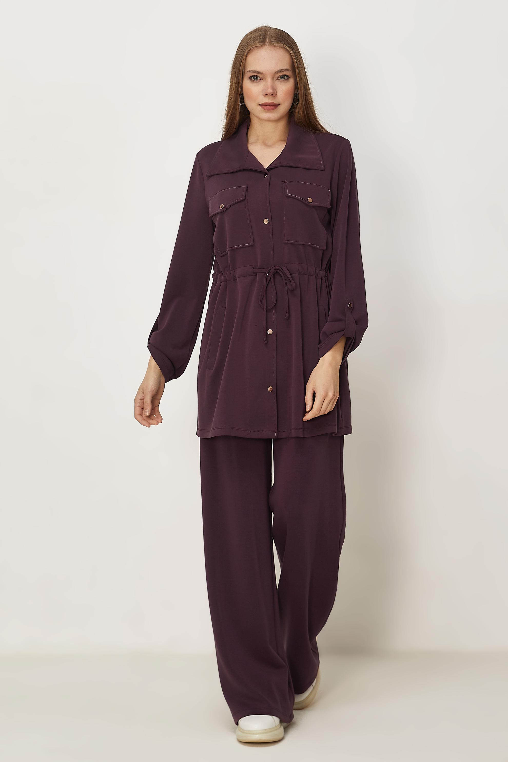 Hijab-Kleidung BURGUND HOSENANZUG MIT GESMOKTER TAILLE 46332