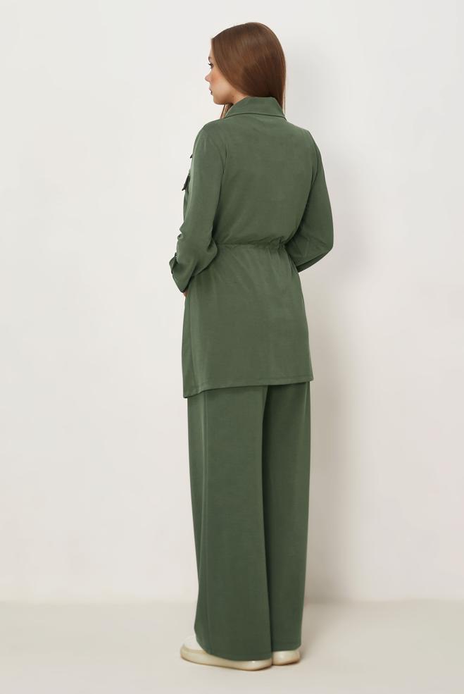 Hijab-Kleidung KHAKI HOSENANZUG MIT GESMOKTER TAILLE 46332 - ALVİNA