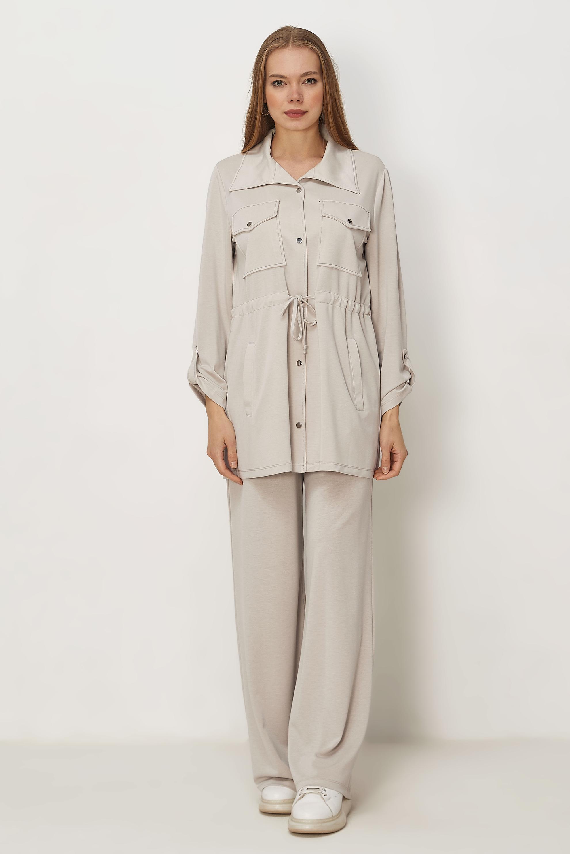 Hijab-Kleidung ECRU HOSENANZUG MIT GESMOKTER TAILLE 46332