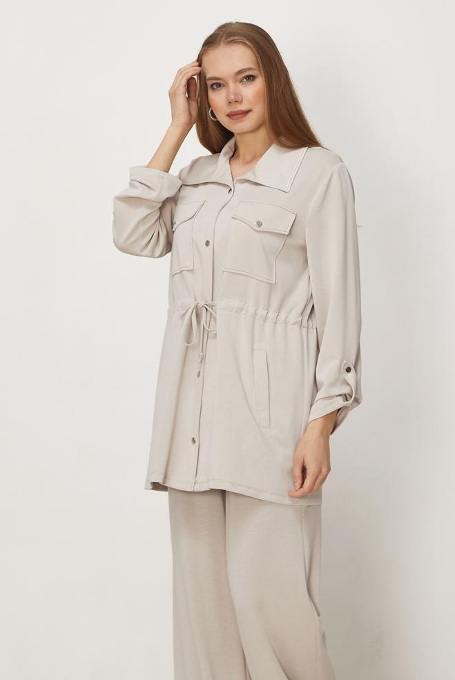 Hijab-Kleidung ECRU HOSENANZUG MIT GESMOKTER TAILLE 46332 - ALVİNA