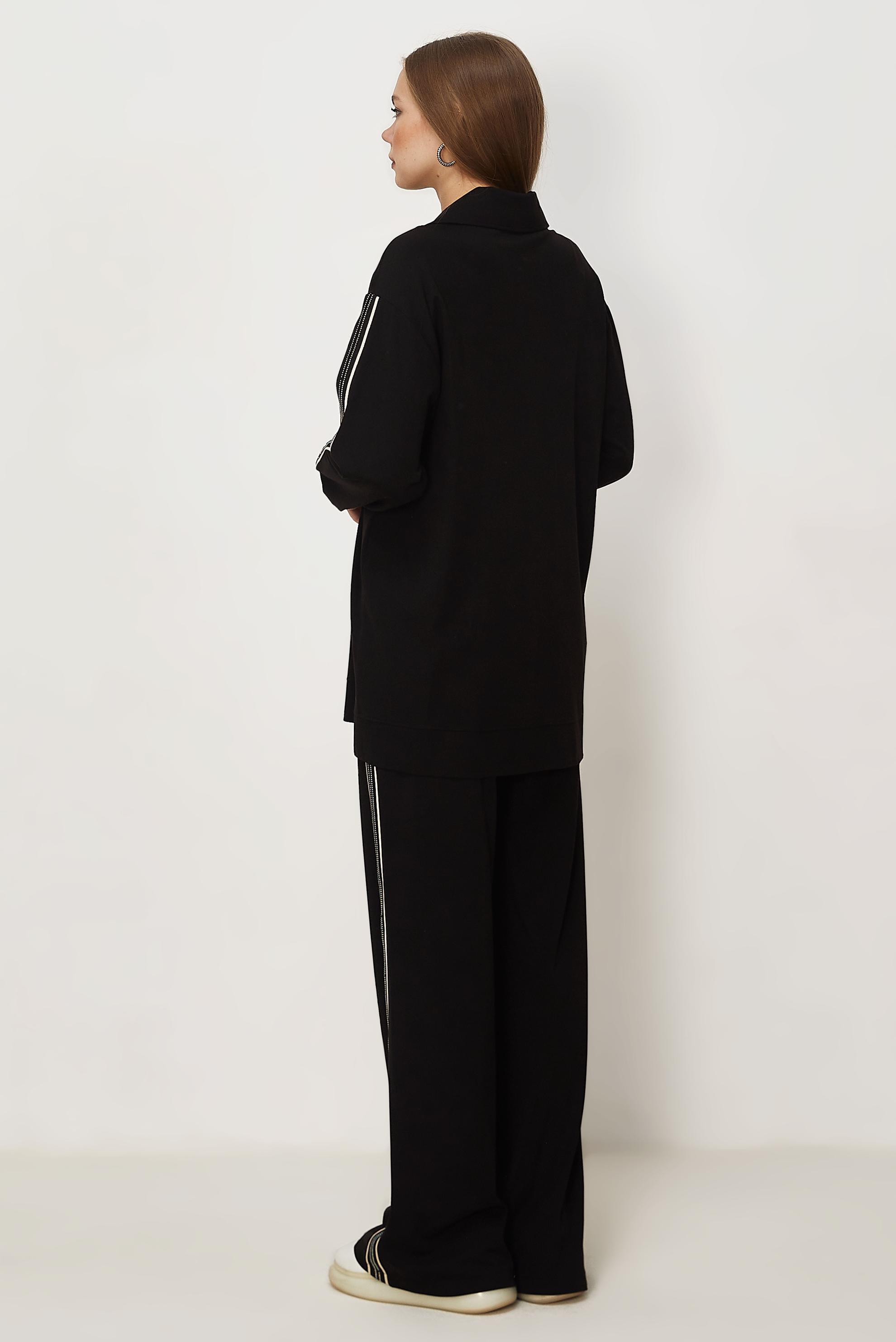 Hijab-Kleidung SCHWARZ TRAININGSANZUG-SET MIT REIßVERSCHLUSS 46333