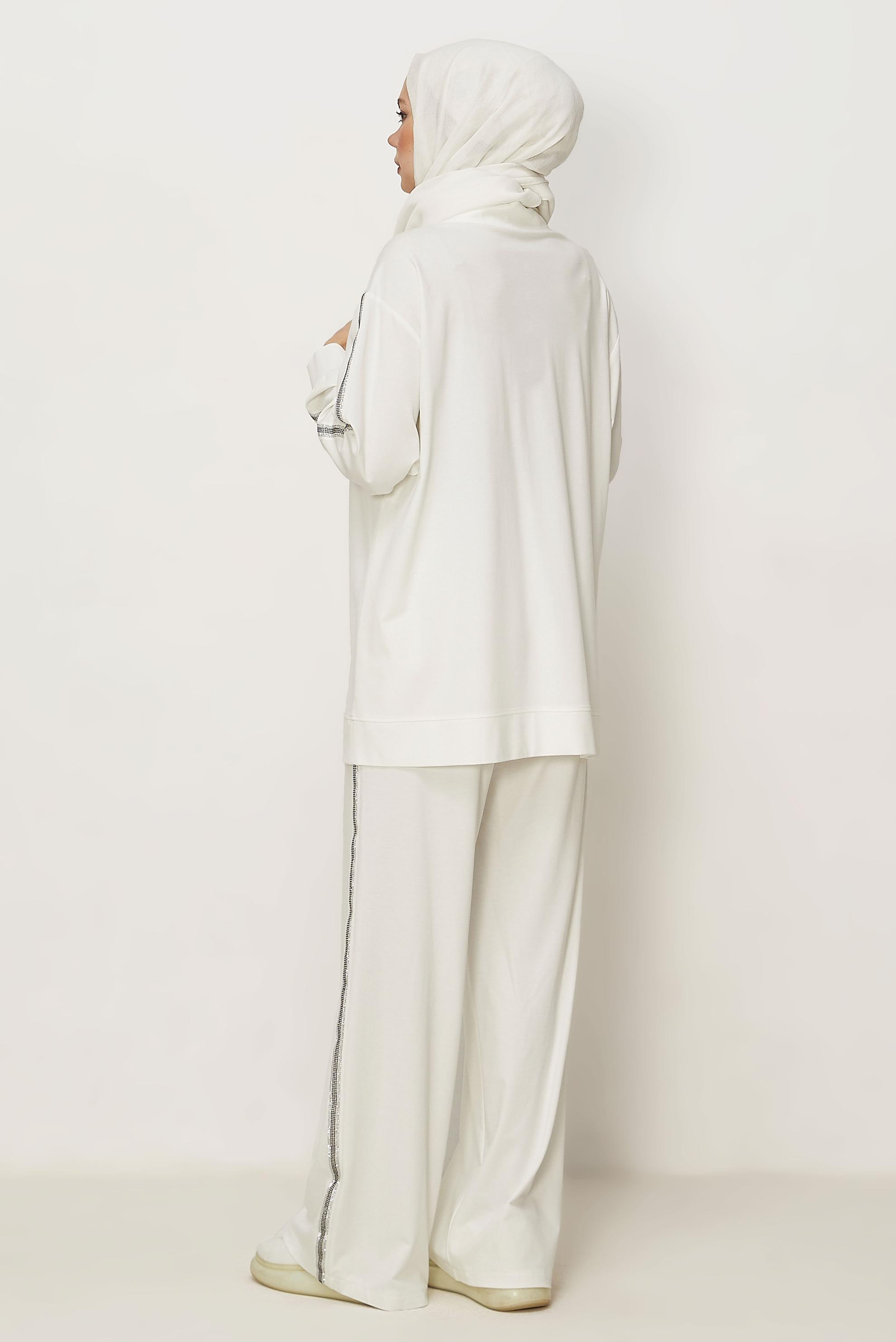 Hijab-Kleidung WEISS TRAININGSANZUG-SET MIT REIßVERSCHLUSS 46333