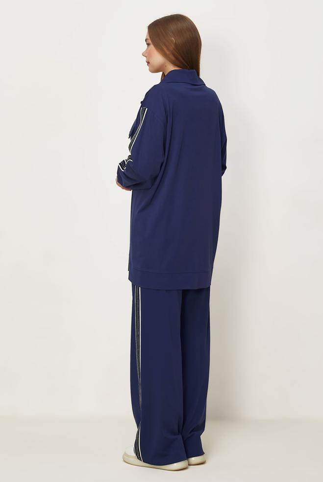 Hijab-Kleidung NAVY BLAU TRAININGSANZUG-SET MIT REIßVERSCHLUSS 46333 - ALVİNA