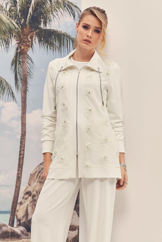 Hijab-Kleidung WEISS TRAININGSANZUG-SET MIT EDELSTEIN DETAILS 46334 - ALVİNA