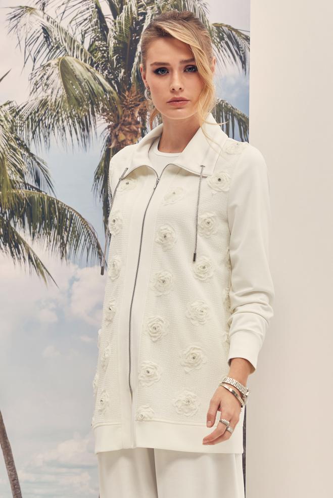 Hijab-Kleidung WEISS TRAININGSANZUG-SET MIT EDELSTEIN DETAILS 46334 - ALVİNA