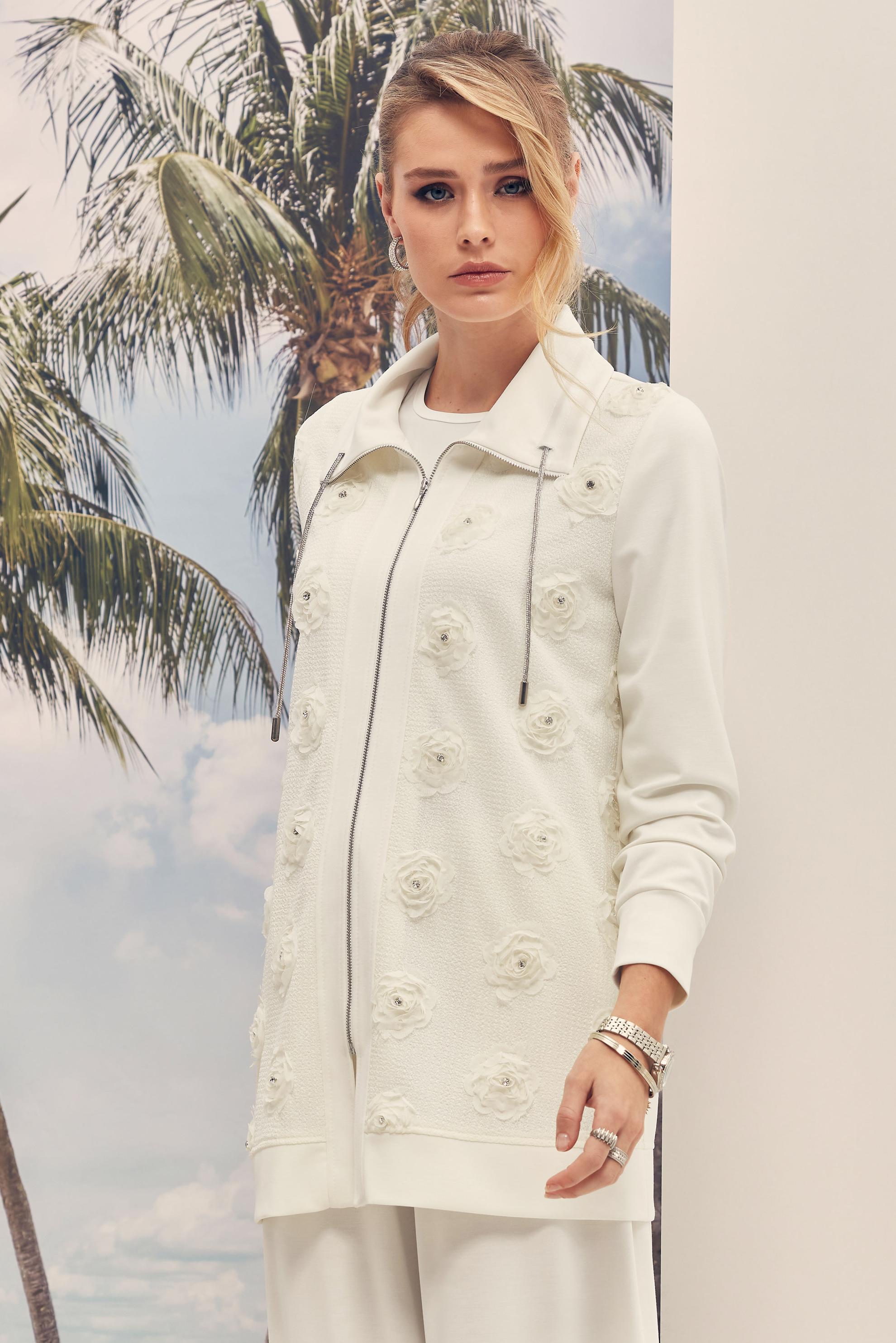 Hijab-Kleidung WEISS TRAININGSANZUG-SET MIT EDELSTEIN DETAILS 46334