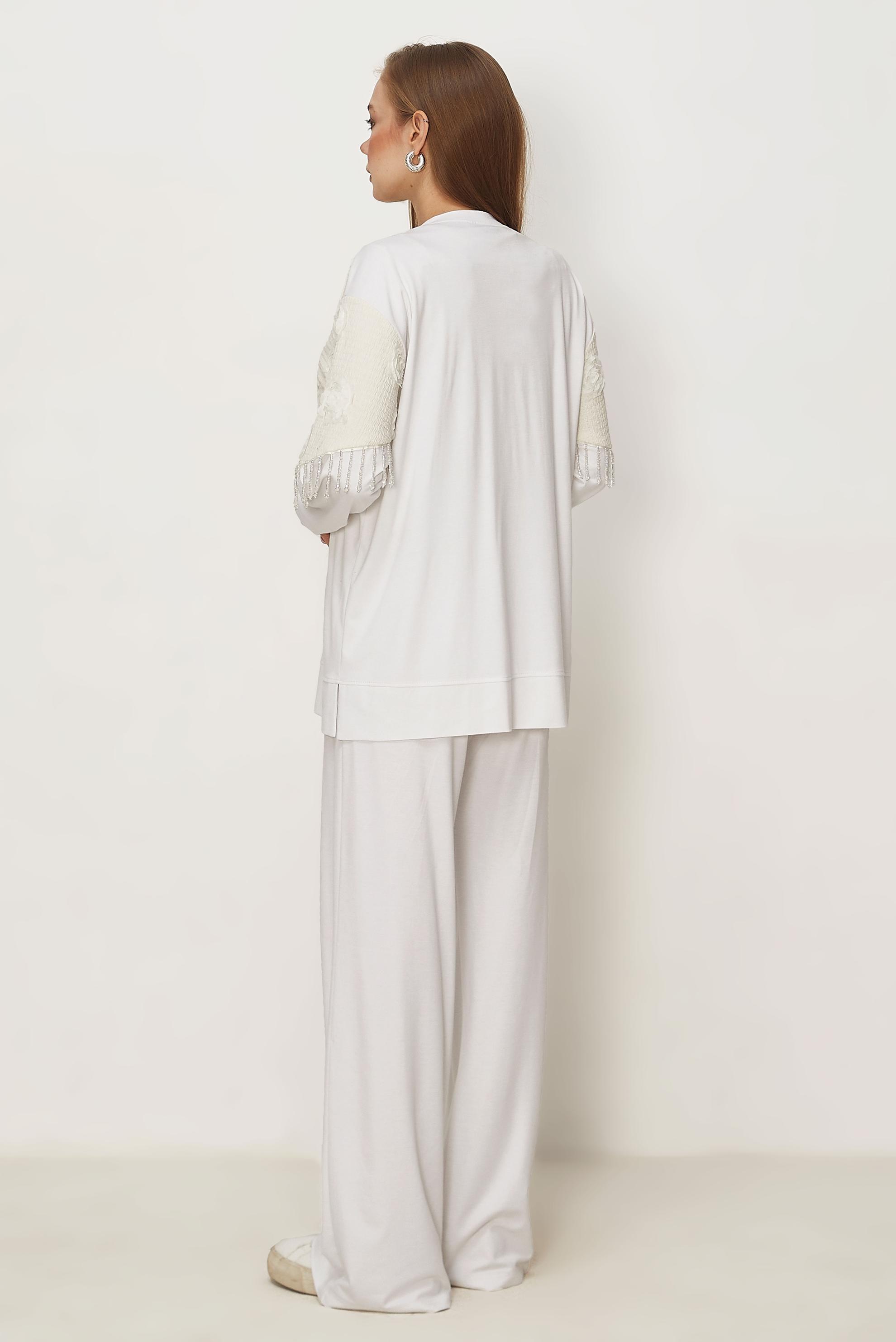 Hijab-Kleidung WEISS TRAININGSANZUG-SET MIT PERLENDETAILS 46336