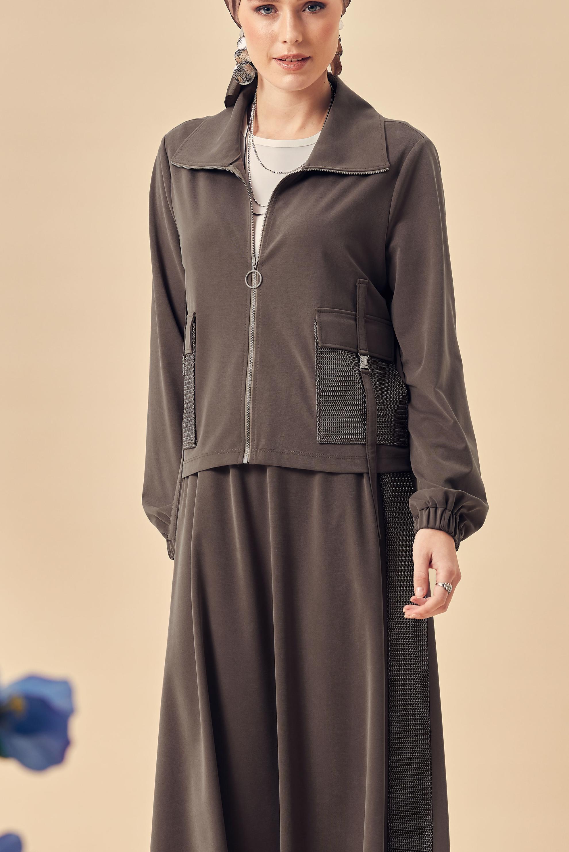 Hijab-Kleidung BRAUN TRAININGSANZUG-SET MIT RÖCKEN 46338