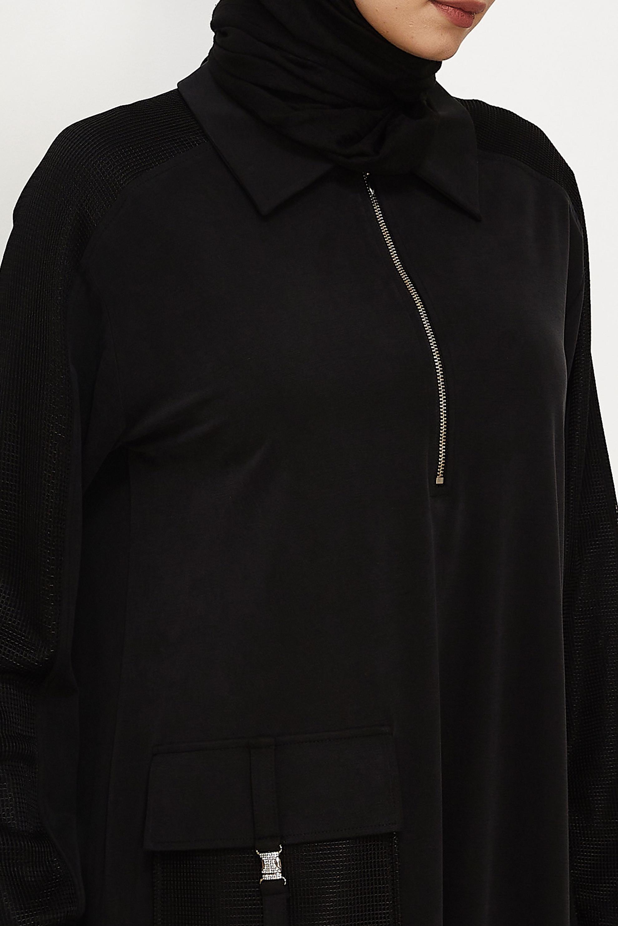 Vêtements hijab NOIR ROBE DE SURVÊTEMENT À COL CHEMISE 46339