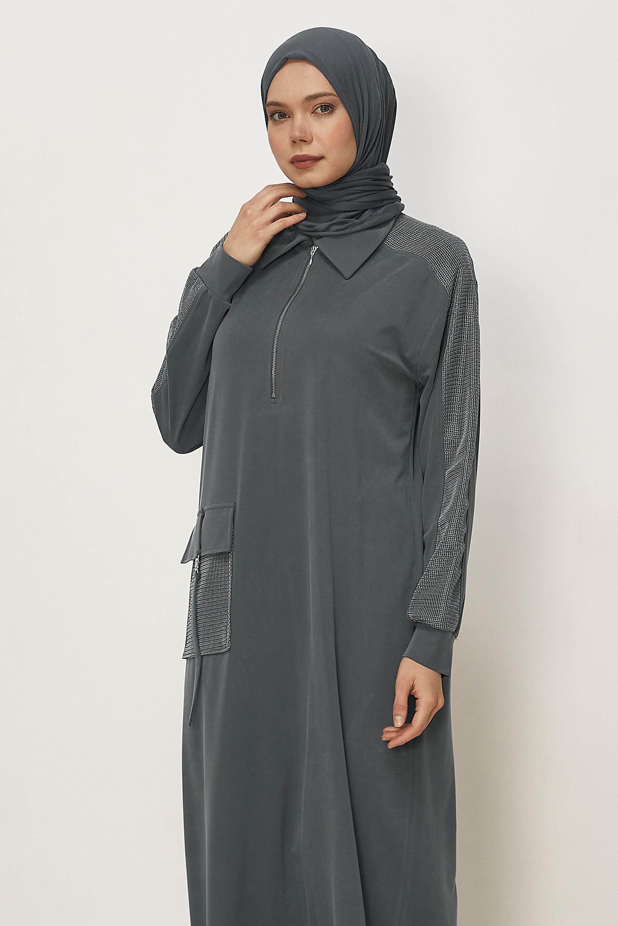 Vêtements hijab BEIGE ROBE DE SURVÊTEMENT À COL CHEMISE 46339