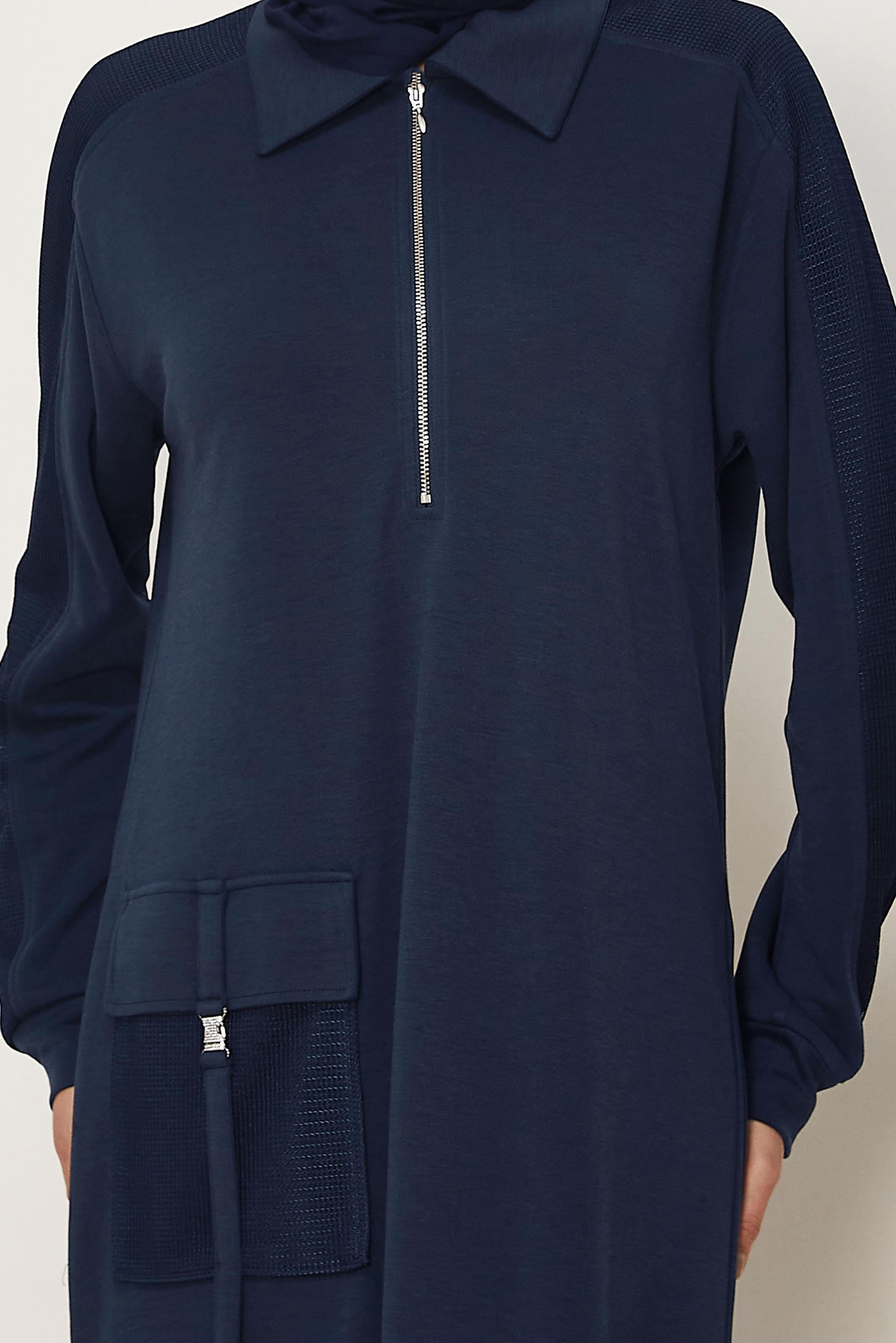 Vêtements hijab BLEU MARINE ROBE DE SURVÊTEMENT À COL CHEMISE 46339