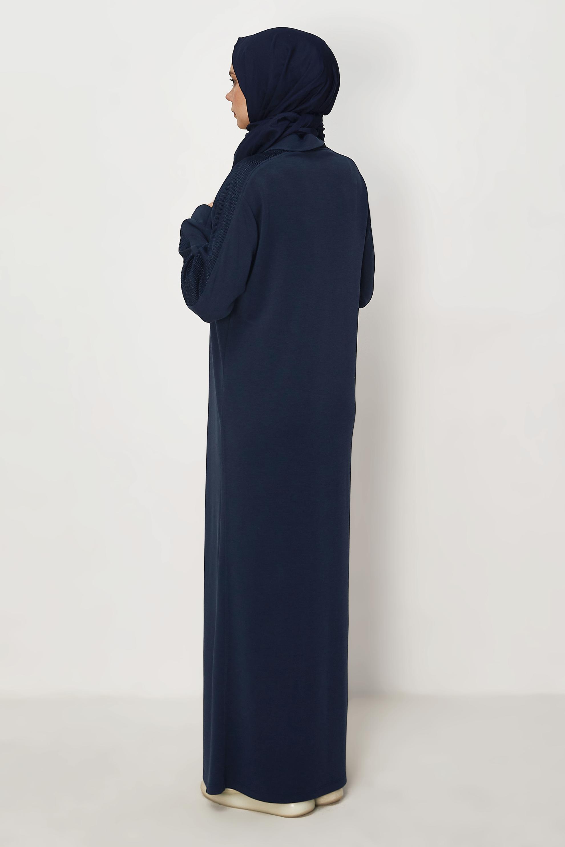 Vêtements hijab BLEU MARINE ROBE DE SURVÊTEMENT À COL CHEMISE 46339