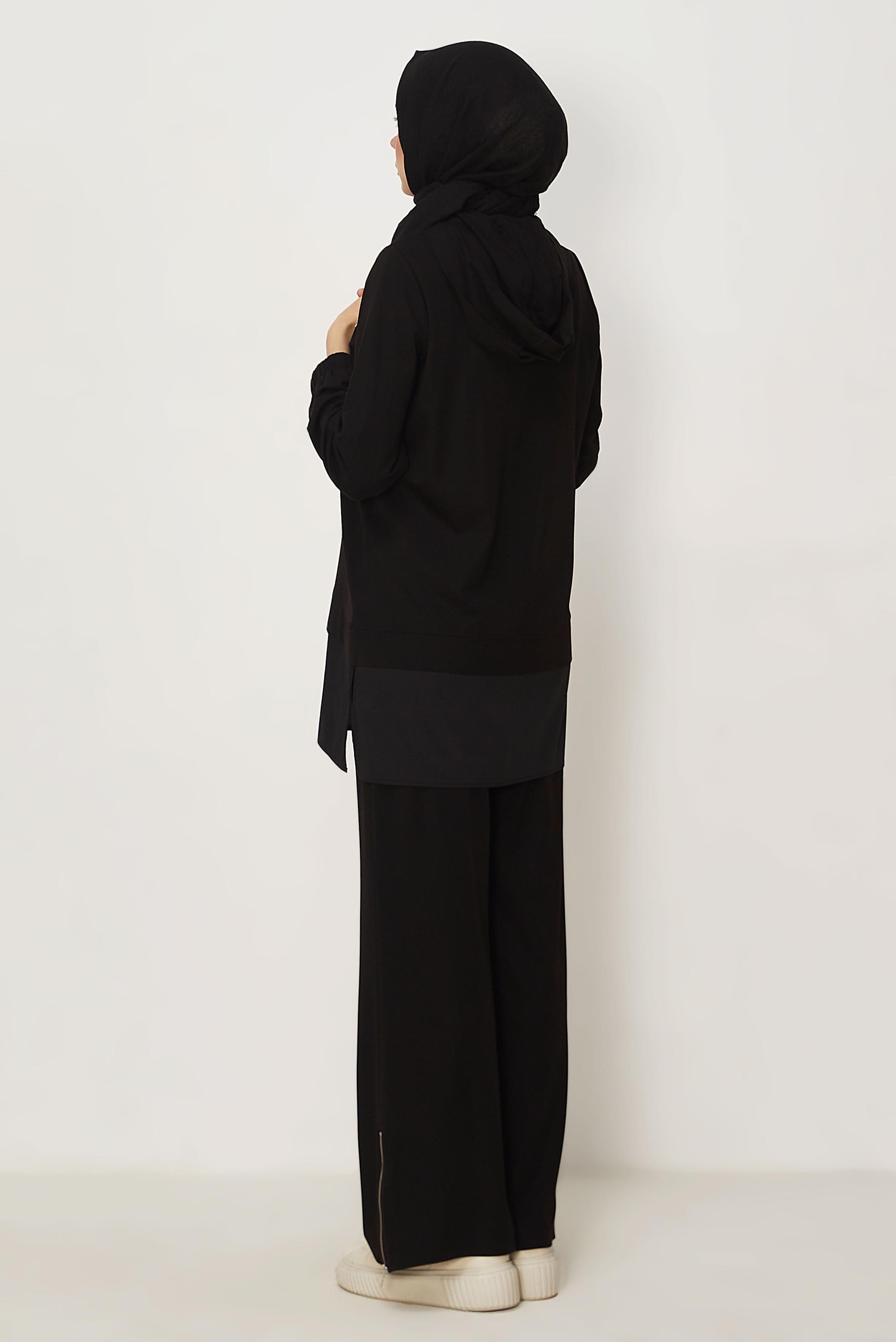 Tesettür giyim SİYAH GÖMLEK GARNİLİ EŞOFMAN TAKIMI 46340