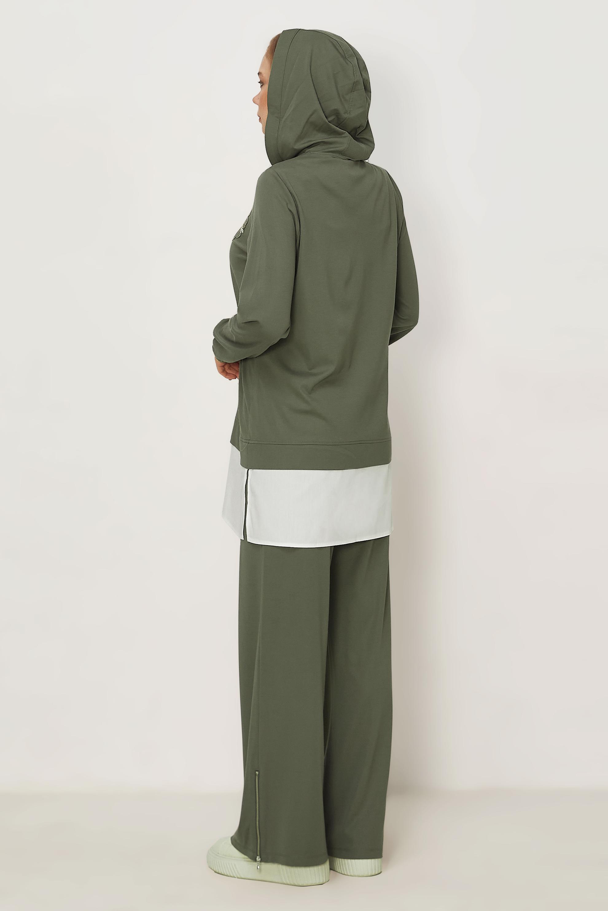 Tesettür giyim HAKİ GÖMLEK GARNİLİ EŞOFMAN TAKIMI 46340