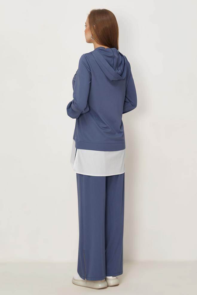 Tesettür giyim LACİVERT GÖMLEK GARNİLİ EŞOFMAN TAKIMI 46340 - ALVİNA