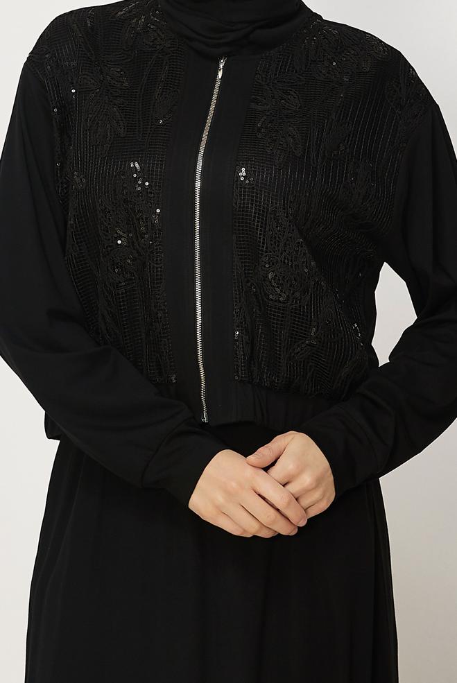 Hijab-Kleidung SCHWARZ TRAININGSANZUG-SET MIT ROCK 46342 - ALVİNA