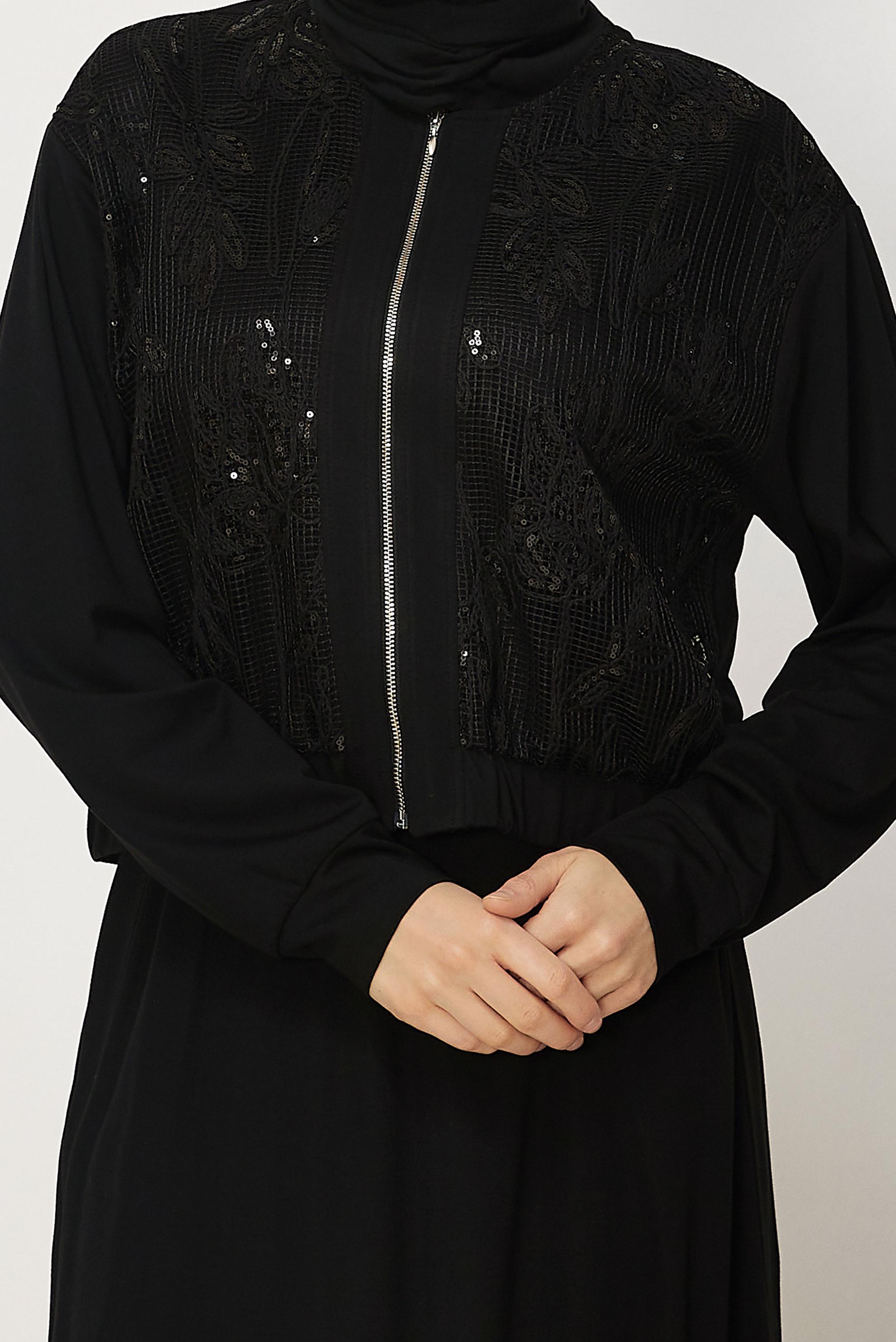 Hijab-Kleidung SCHWARZ TRAININGSANZUG-SET MIT ROCK 46342