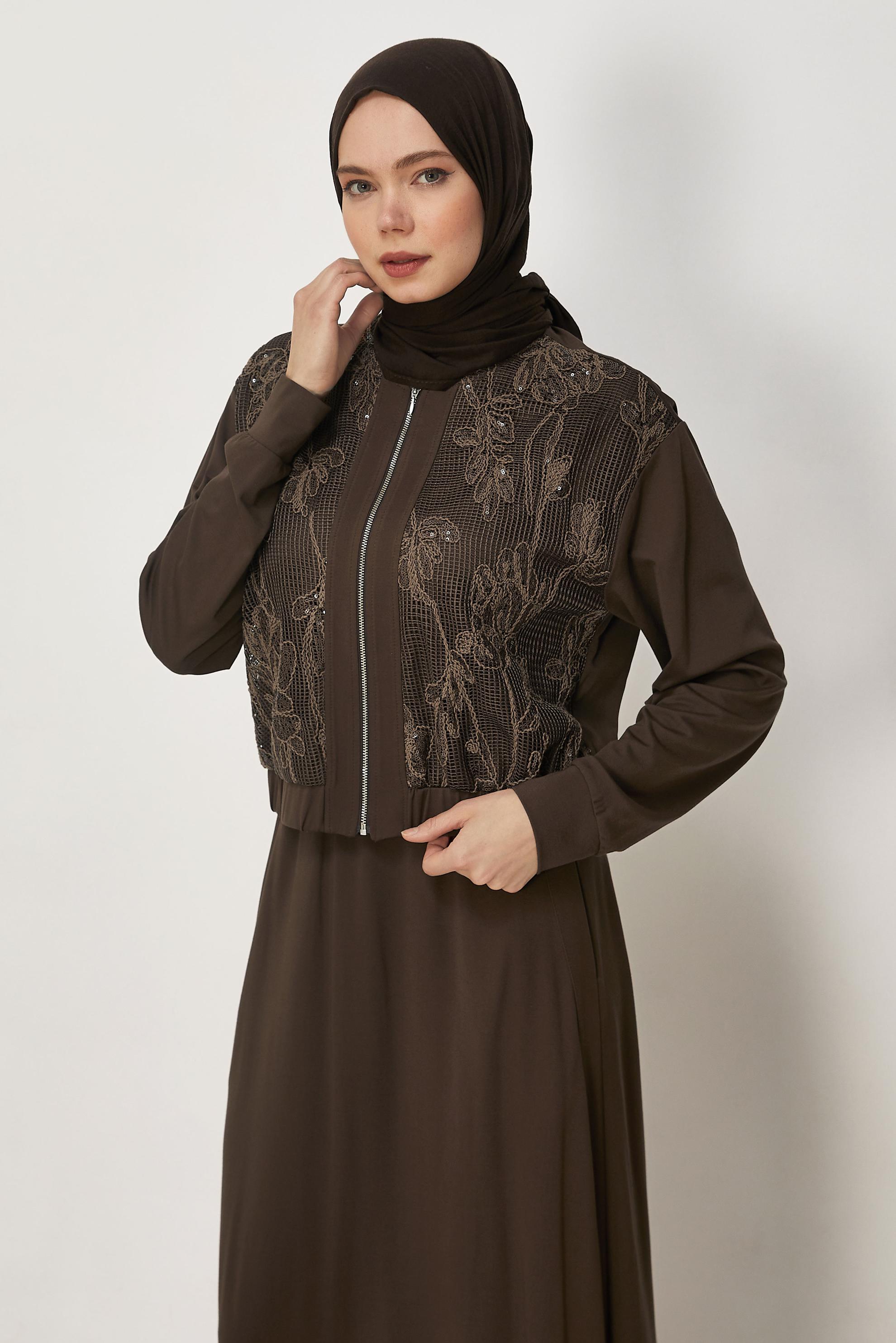 Hijab-Kleidung BRAUN TRAININGSANZUG-SET MIT ROCK 46342
