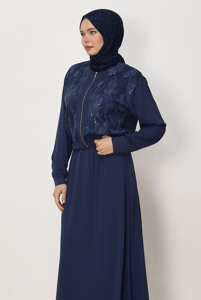 Hijab-Kleidung NAVY BLAU TRAININGSANZUG-SET MIT ROCK 46342 - ALVİNA