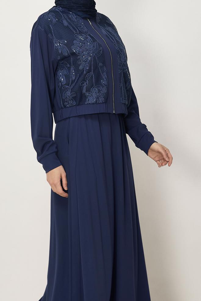 Hijab-Kleidung NAVY BLAU TRAININGSANZUG-SET MIT ROCK 46342 - ALVİNA