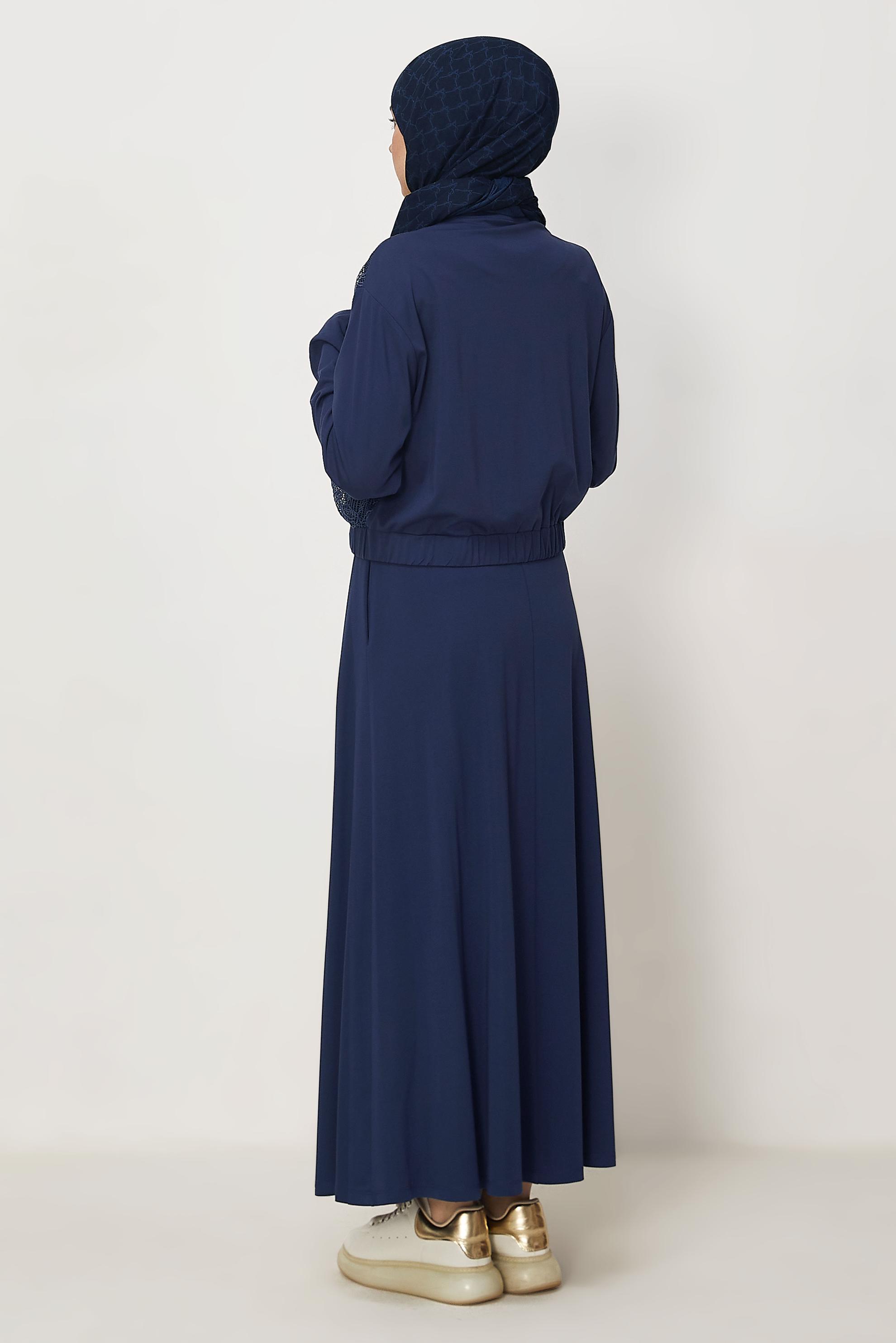 Hijab-Kleidung NAVY BLAU TRAININGSANZUG-SET MIT ROCK 46342