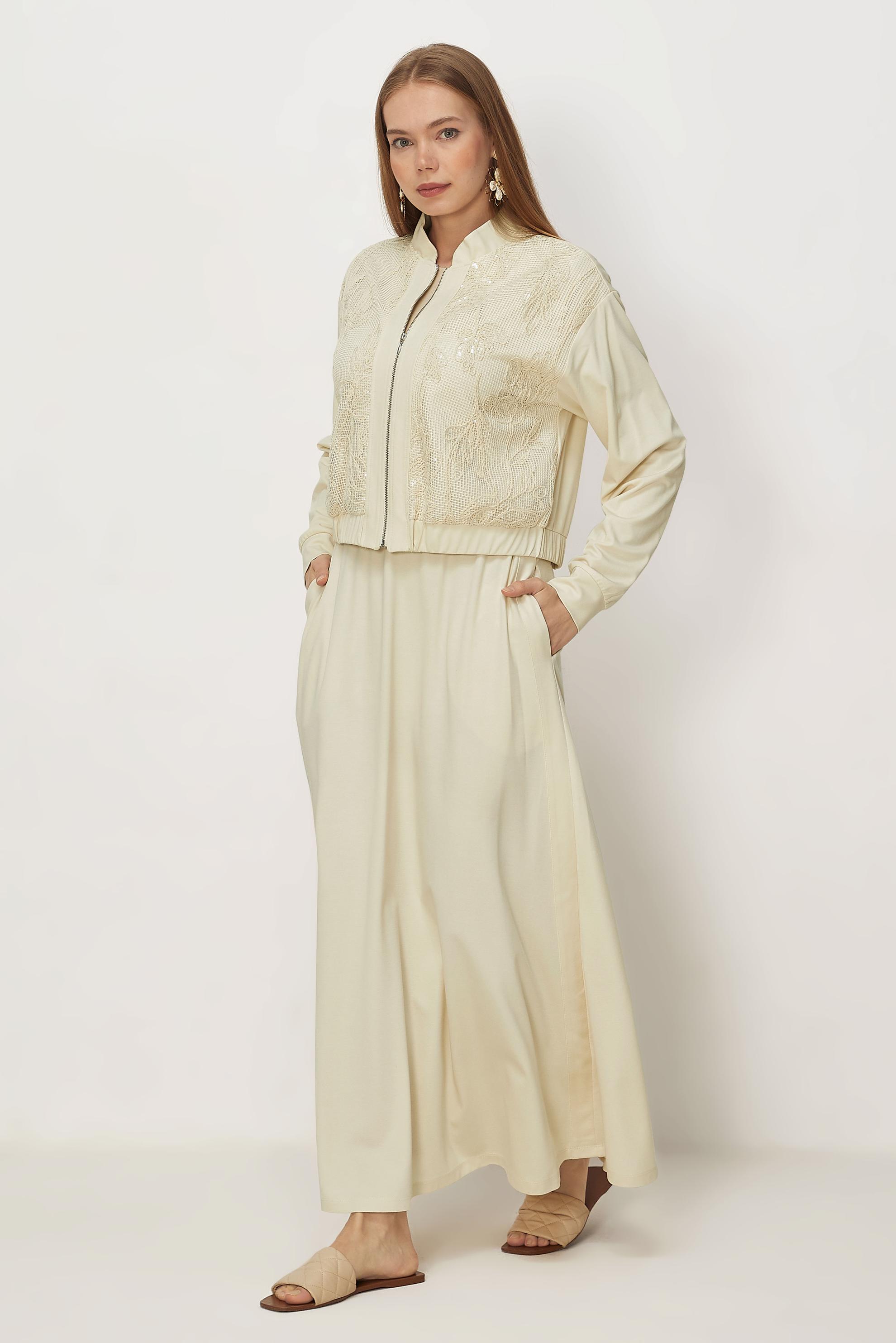 Hijab-Kleidung ECRU TRAININGSANZUG-SET MIT ROCK 46342