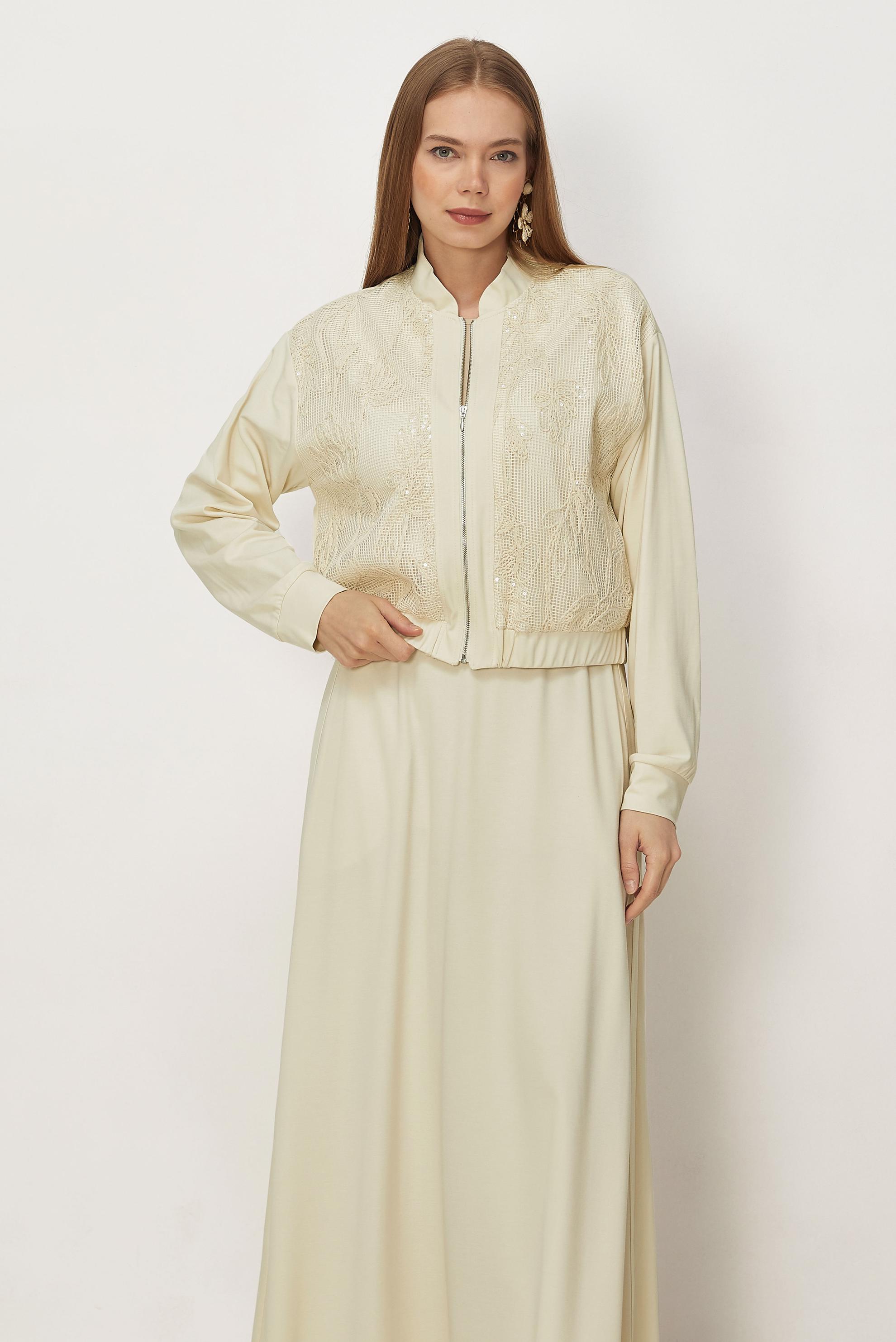 Hijab-Kleidung ECRU TRAININGSANZUG-SET MIT ROCK 46342