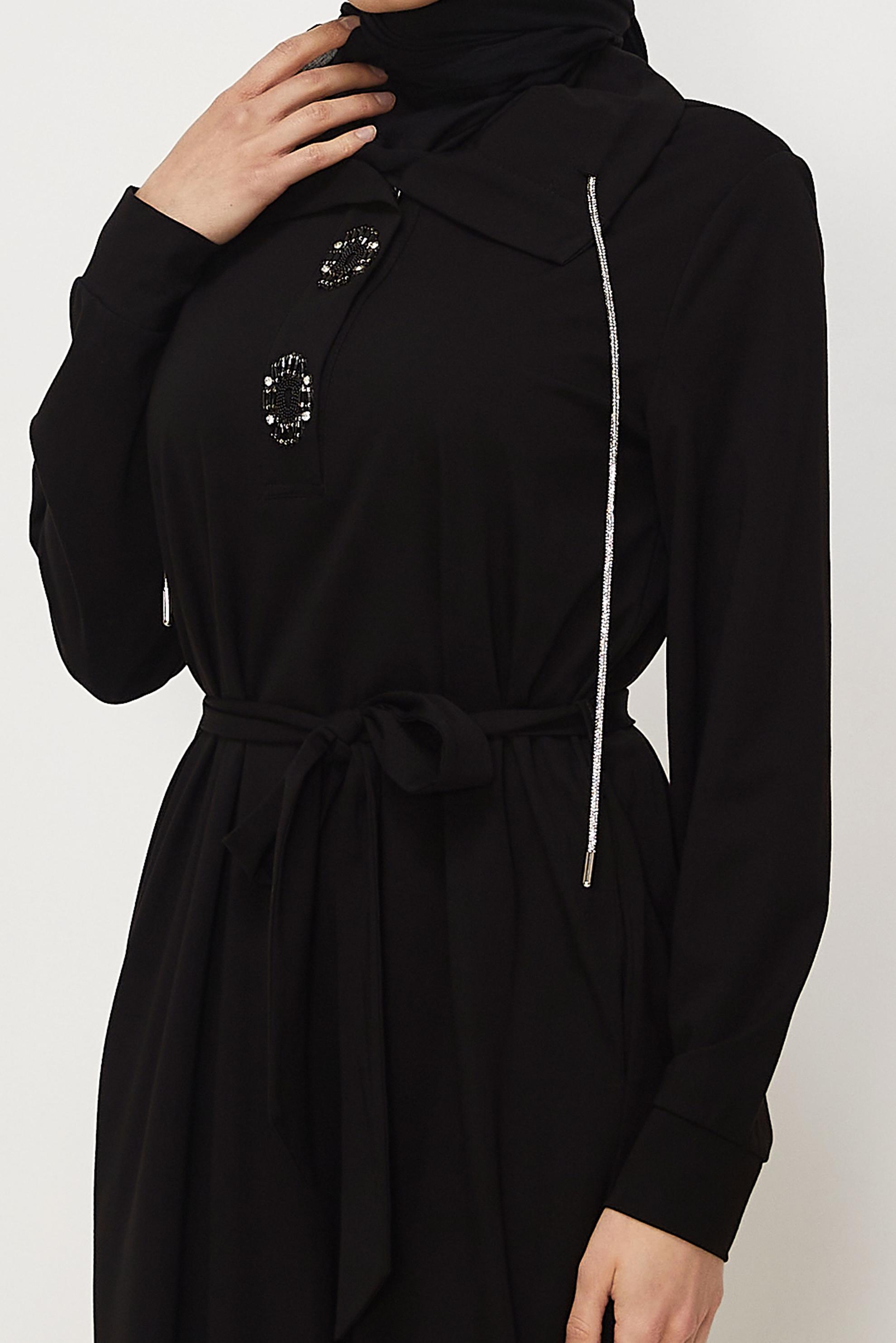 Vêtements hijab NOIR ROBE DE SURVÊTEMENT CEINTURÉE 46343