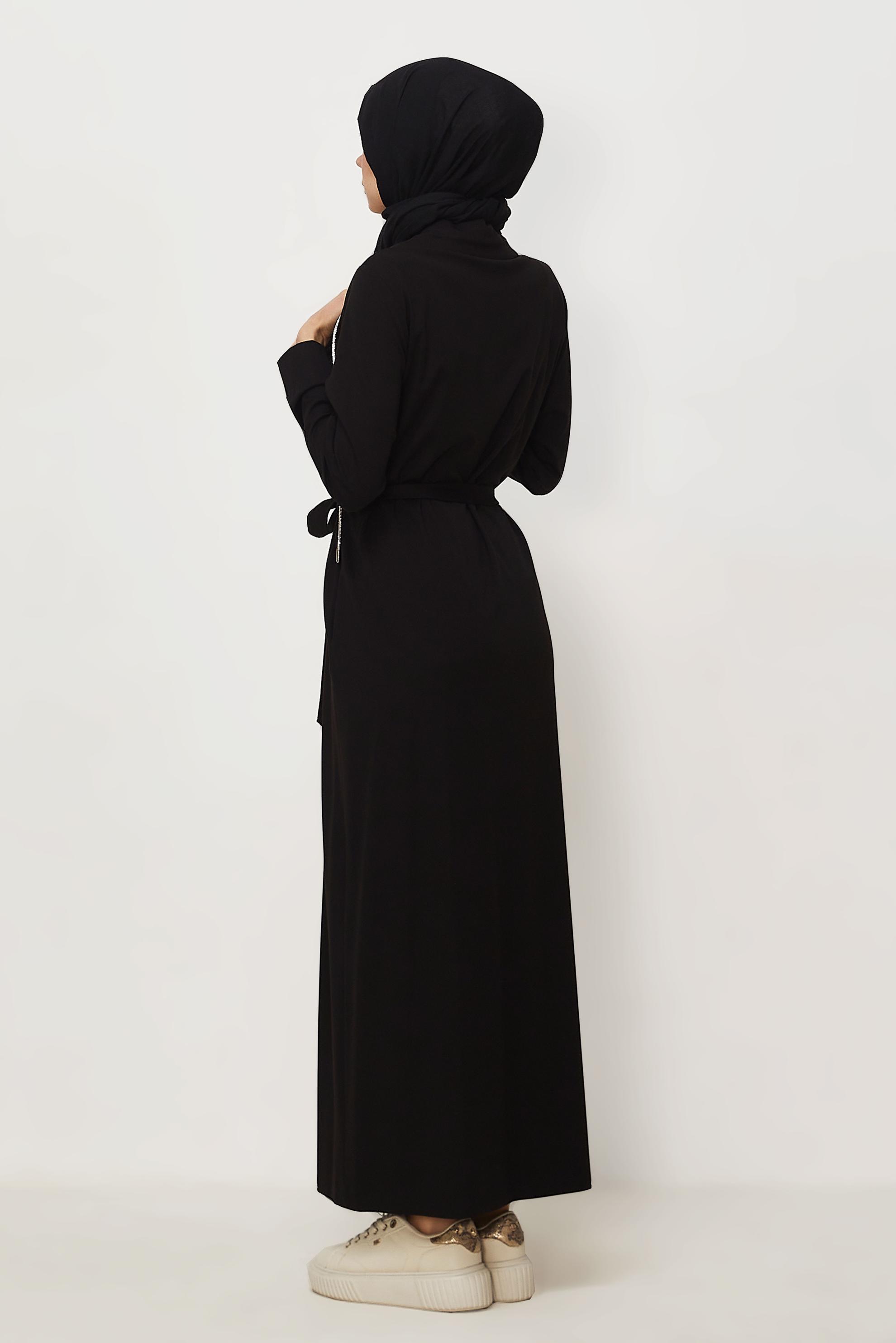 Vêtements hijab NOIR ROBE DE SURVÊTEMENT CEINTURÉE 46343