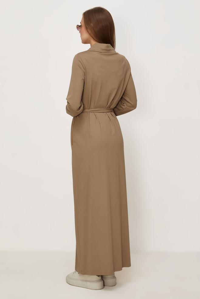 Vêtements hijab BEIGE ROBE DE SURVÊTEMENT CEINTURÉE 46343 - ALVİNA