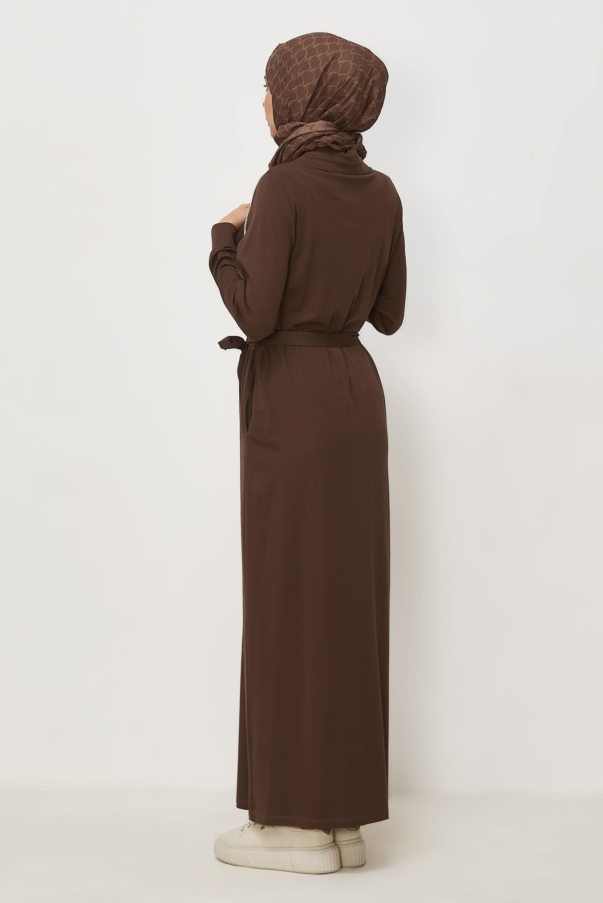 Vêtements hijab BRUN ROBE DE SURVÊTEMENT CEINTURÉE 46343