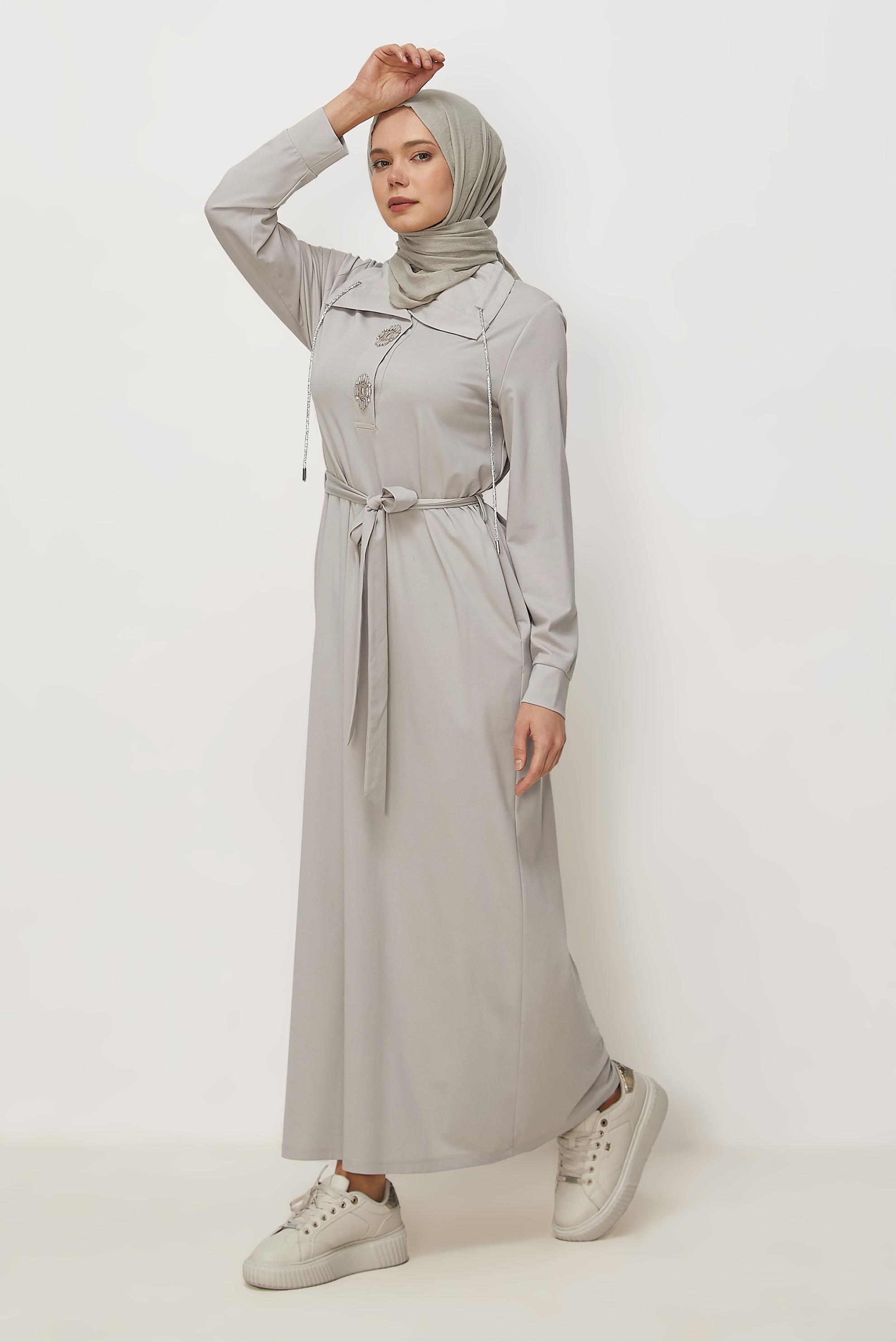 Vêtements hijab BEIGE ROBE DE SURVÊTEMENT CEINTURÉE 46343